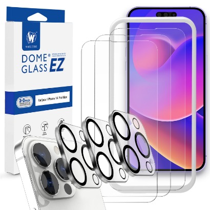 [화이트스톤]아이폰14 프로맥스 EZ글라스 + 카메라팩 풀커버 강화유리 액정보호필름 3팩