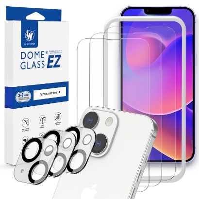 [화이트스톤]아이폰14 EZ글라스 + 카메라팩 풀커버 강화유리 액정보호필름 3팩